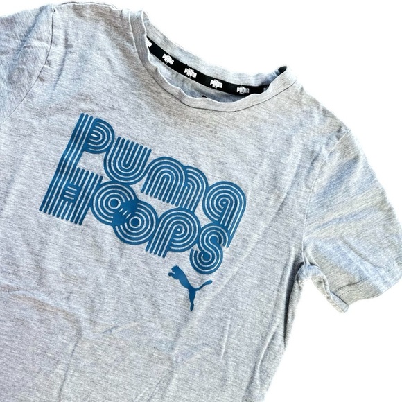 Puma Boys Basic Grey Basketball Short Sleeve Tee Shirt Size 8 - Picture 2 of 4